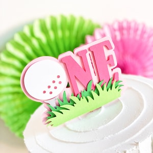 Hole in One Cake Topper, Girl Golf Birthday, Let’s Partee, Pink Golf Party Decor