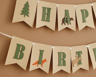 Woodland Animals 1st Birthday Banner - Forestcore Party Decor - Custom Name
