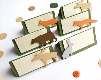 Woodland Food Labels, Forest Animals Baby Shower, Bear Place Cards, Woodland Birthday, Food Tent
