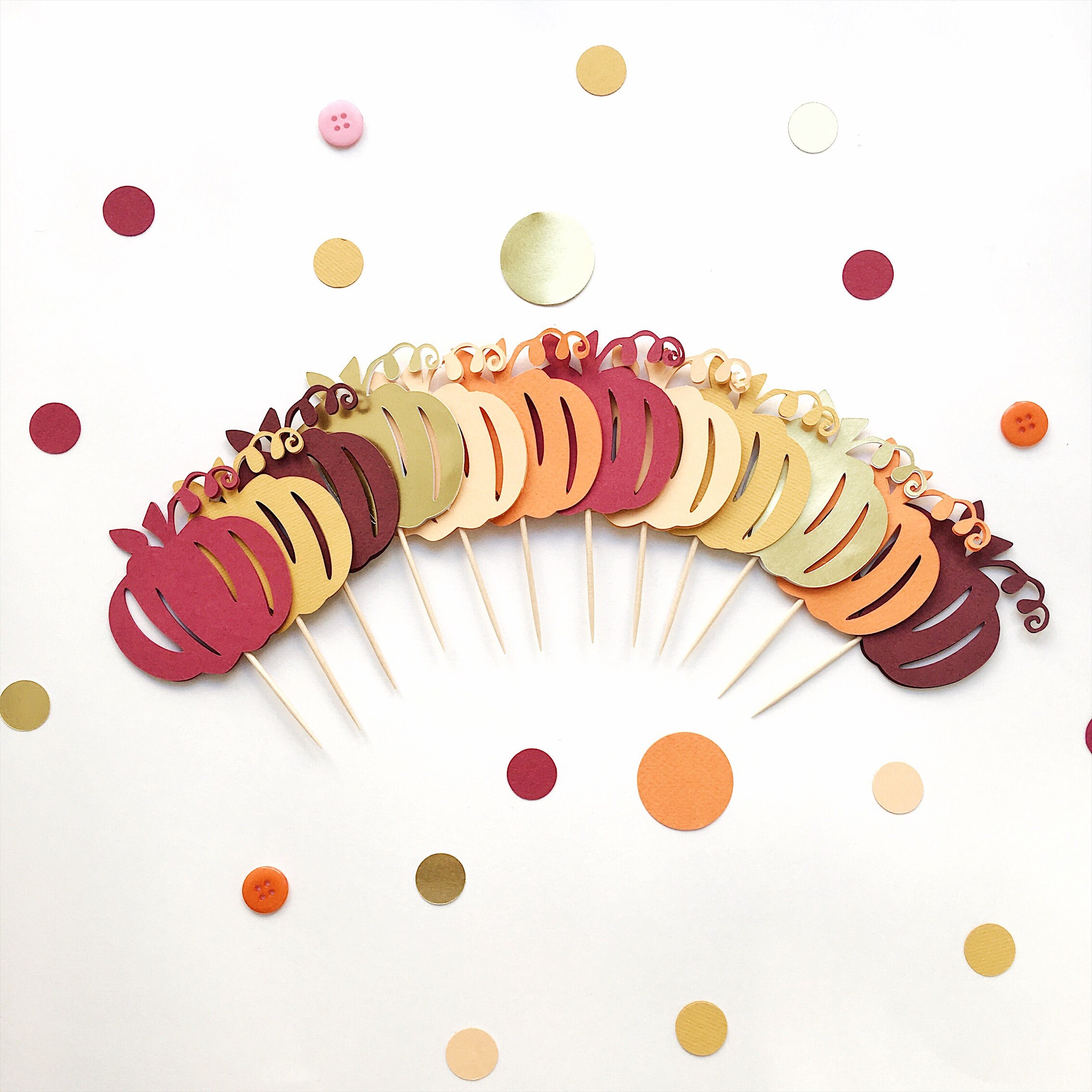 Pumpkin Cupcake Toppers Burgundy Little Pumpkin Theme Baby Shower Decorations 1st Birthday Cake Toppers Our Little Pumpkin is