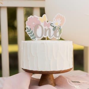 Wildblumen Geburtstag Cake Topper, Wildblumen 1. Geburtstag Dekorationen, Floral, Mädchen Erster Geburtstag, Wild und Onederful, Gartenparty