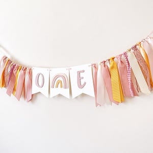 Muted Rainbow One Banner, Boho Rainbow Birthday