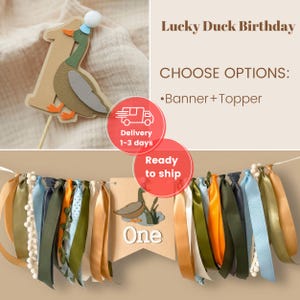 One Lucky Duck High Chair Banner - Mallard 1st Birthday Decorations