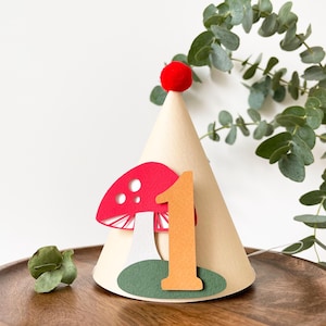 Mushroom Highchair Banner, Fairy First Birthday, Toadstool Party Decor Birthday Hat