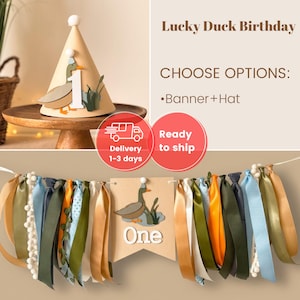 One Lucky Duck High Chair Banner - Mallard 1st Birthday Decorations