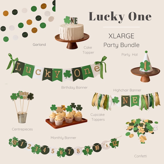 Lucky One Birthday Decorations, Party Bundle, Shamrock 1st Birthday, St. Patrick's Day Birthday