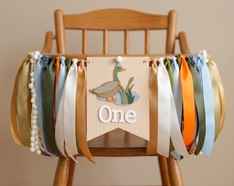 One Lucky Duck High Chair Banner - Mallard 1st Birthday Decorations RTS