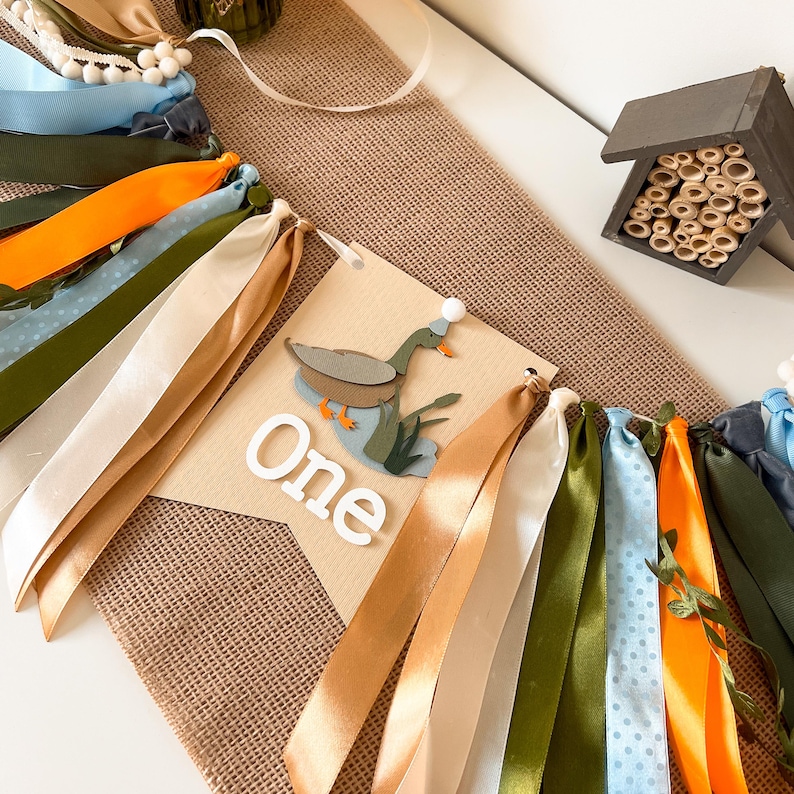 One Lucky Duck High Chair Banner - Mallard 1st Birthday Decorations
