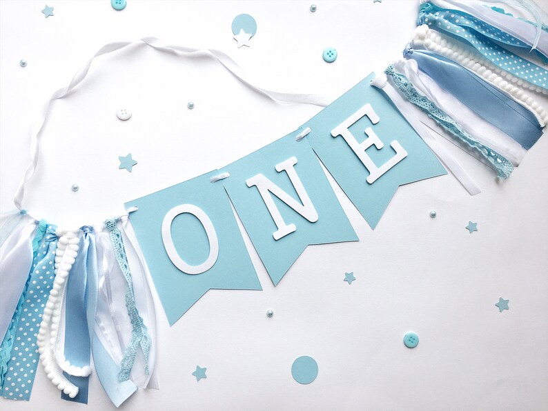Boy High Chair Banner One Boy 1st Birthday Banner Blue High Chair Decorations Boy Highchair Banner One High Chair Sign One Boy Banner