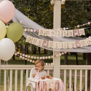 面白いガチョウのバナー、ガチョウの1歳の誕生日の飾り、1歳の誕生日、カスタム名バナー