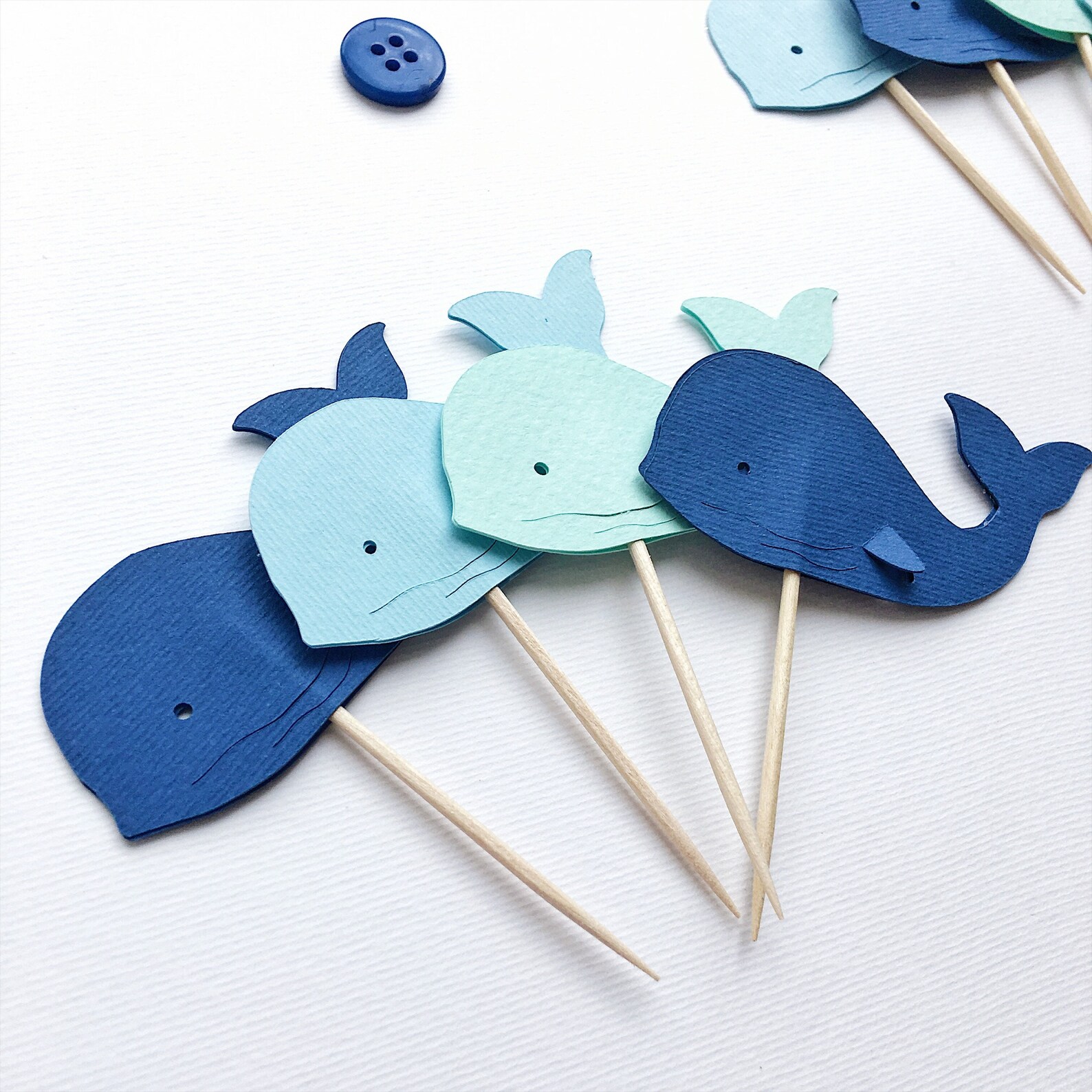 Whale Cupcake Toppers Whale Theme Baby Shower Decorations Boy Etsy