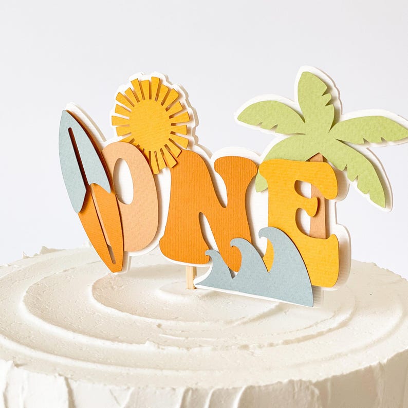 The Big One Surf Birthday Cake Topper - My First Wave Beach Party Decor ...