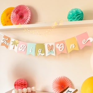 The Big One Surf Girl verjaardagsbanner, surf eerste verjaardagsdecoratie, banner Little Surfer, strandthemafeest, roze surfdecoraties