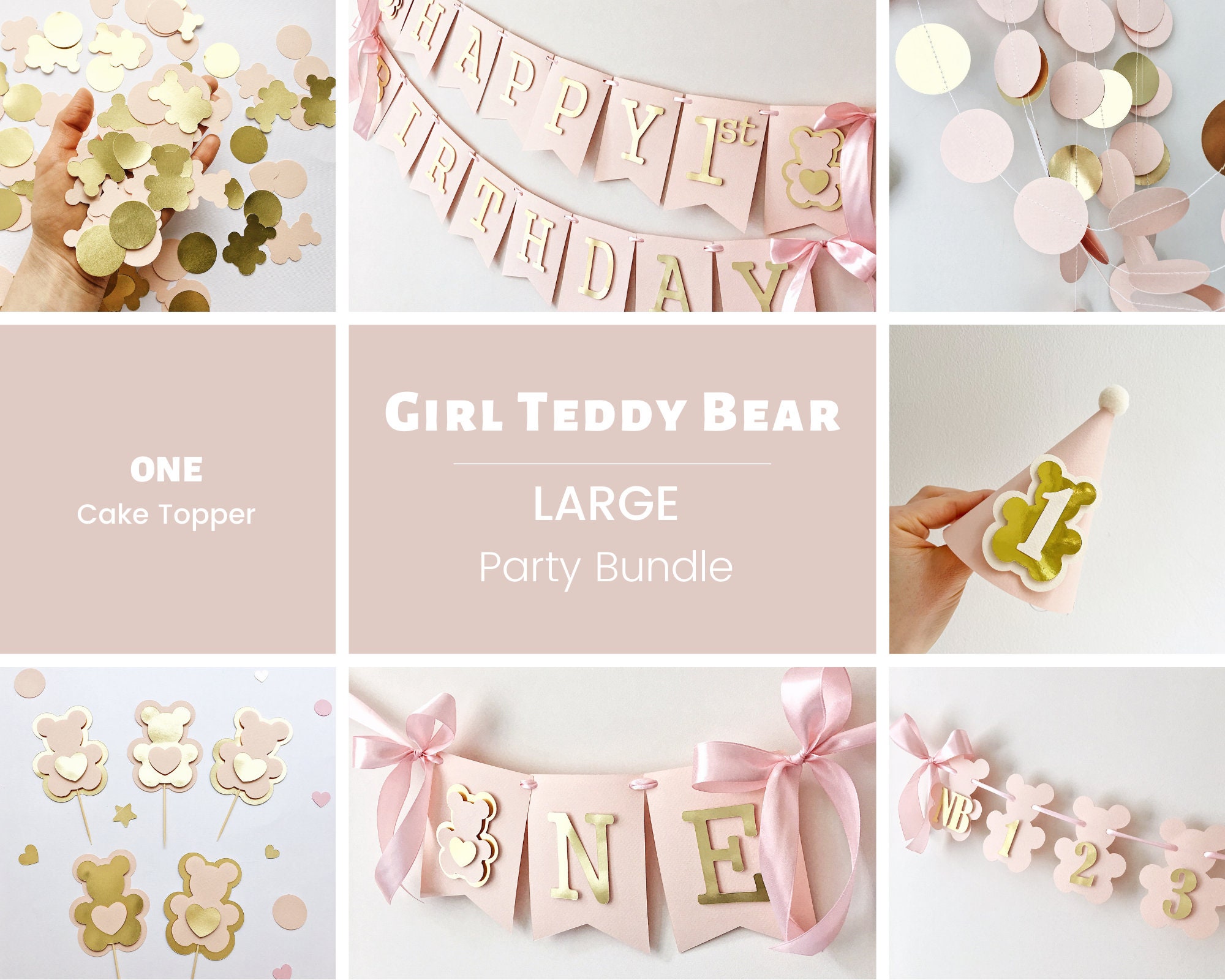 Girl Teddy Bear 1st Birthday Party Bundle | Etsy