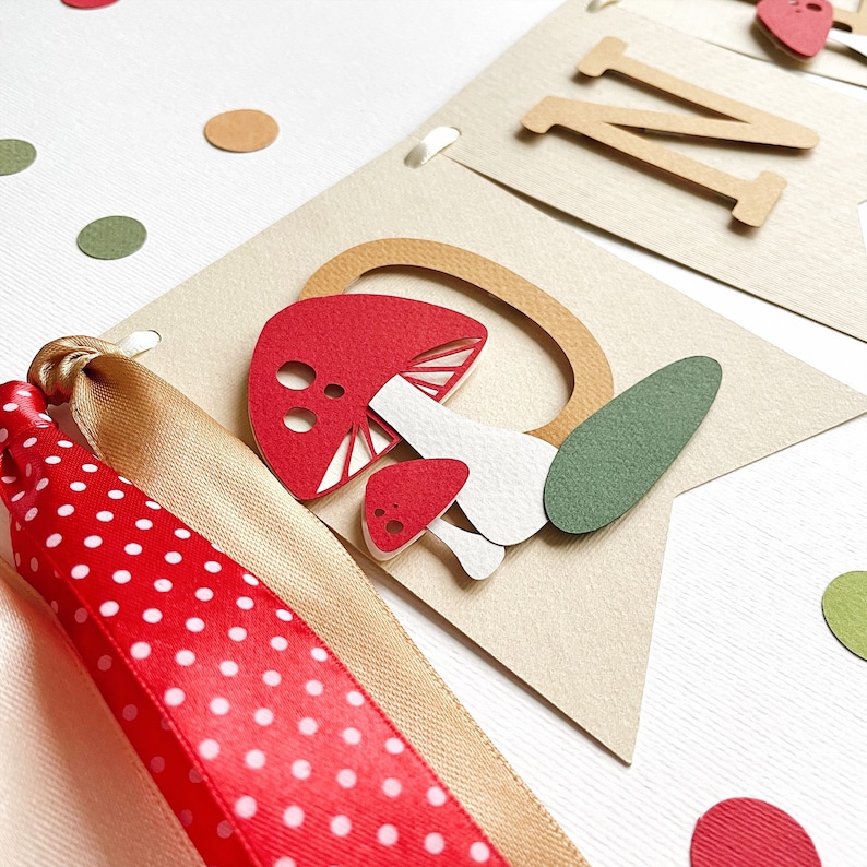Mushroom 1st Birthday Party Decorations Toadstool 1st Birthday Highchair Banner Forest Woodland Fairy Party Decor