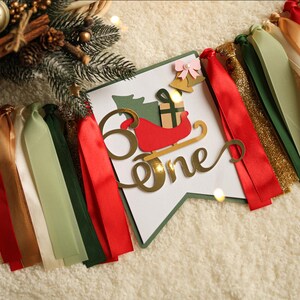 Christmas Highchair Banner - December 1st Birthday - Oh What Fun to be One