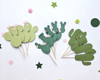 Cactus Cupcake Toppers, Fiesta Baby Shower, Fiesta Cupcake Toppers, One Prickly Pair, First Fiesta Birthday