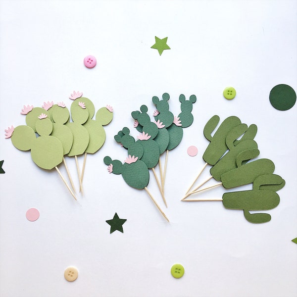 Cactus Cupcake Toppers, Fiesta Baby Shower, Fiesta Cupcake Toppers, One Prickly Pair, First Fiesta Birthday