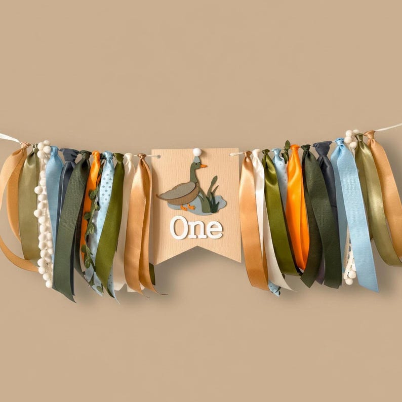 One Lucky Duck High Chair Banner - Mallard 1st Birthday Decorations