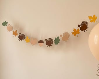 Turkey Garland - Thanksgiving Decorations - Fall Mantel Banner