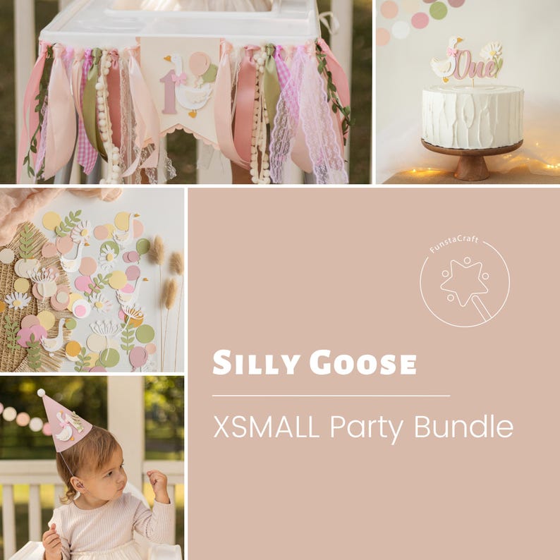 One Silly Goose 1st Birthday Bundle, Vintage Goose Party Decorations