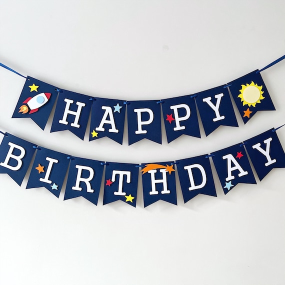 First Trip Around the Sun Birthday Banner Space 1st Boy - Etsy