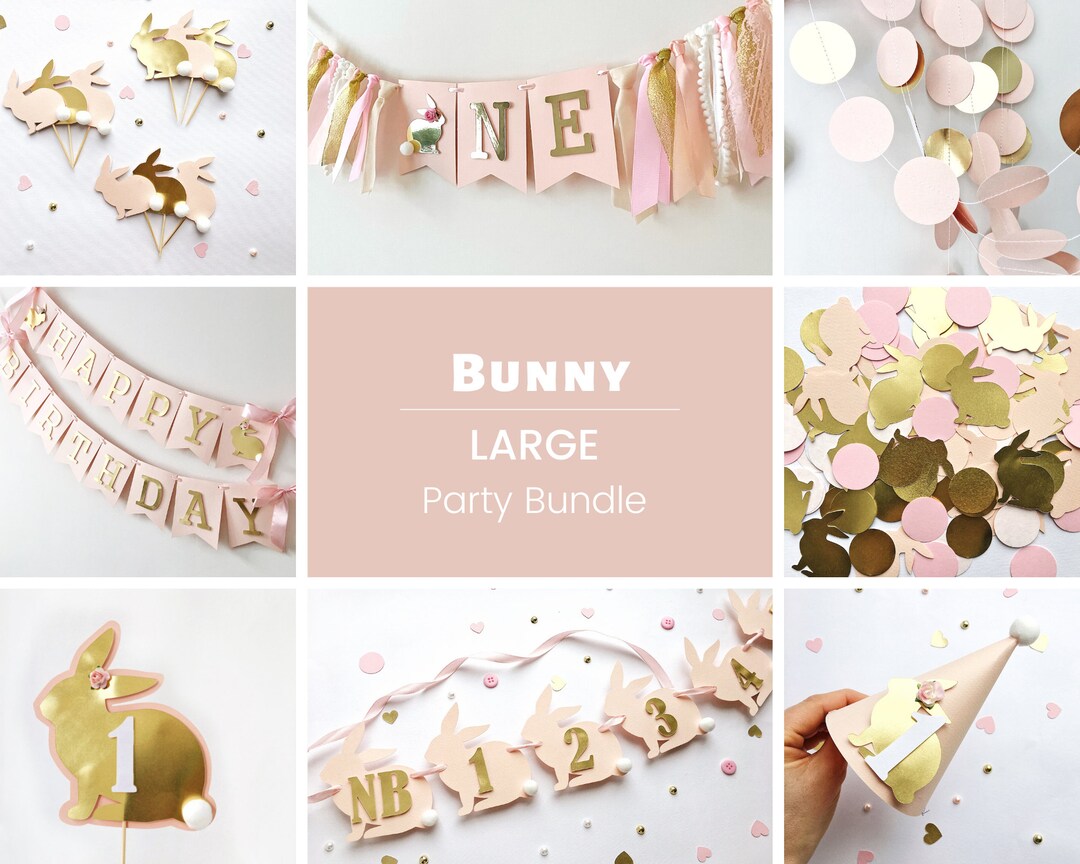 1st Birthday Decor, Woodland Bunny and Mushroom One Banner