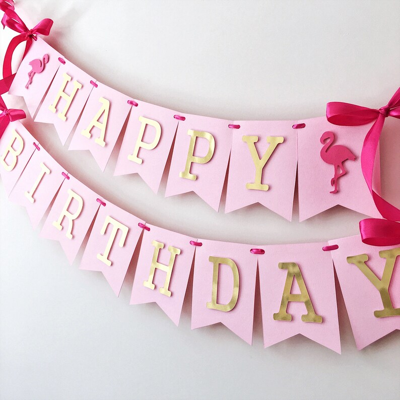 Pink Gold Flamingo Birthday Banner Bridal Shower Party Decorations Let S Flamingle Pineapple Baby