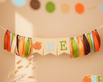Pumpkin One Highchair Banner - Fall Boy 1st Birthday