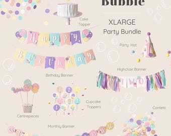 Bubble Girl 2nd Birthday Bundle - Pastell Partydekorationen