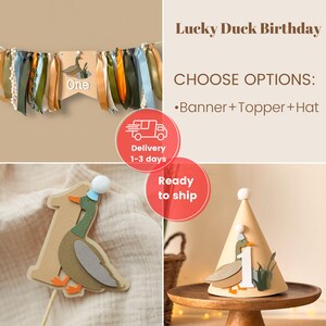 One Lucky Duck High Chair Banner - Mallard 1st Birthday Decorations