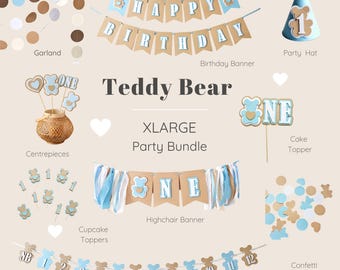 Paquete de decoración para el primer cumpleaños de ositos de peluche