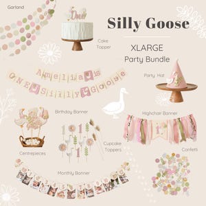One Silly Goose 1st Birthday Bundle, Vintage Goose Party Decorations