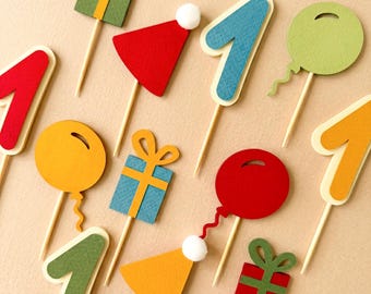 Fun to be One Cupcake Toppers - Bunte Partytiere Dekor