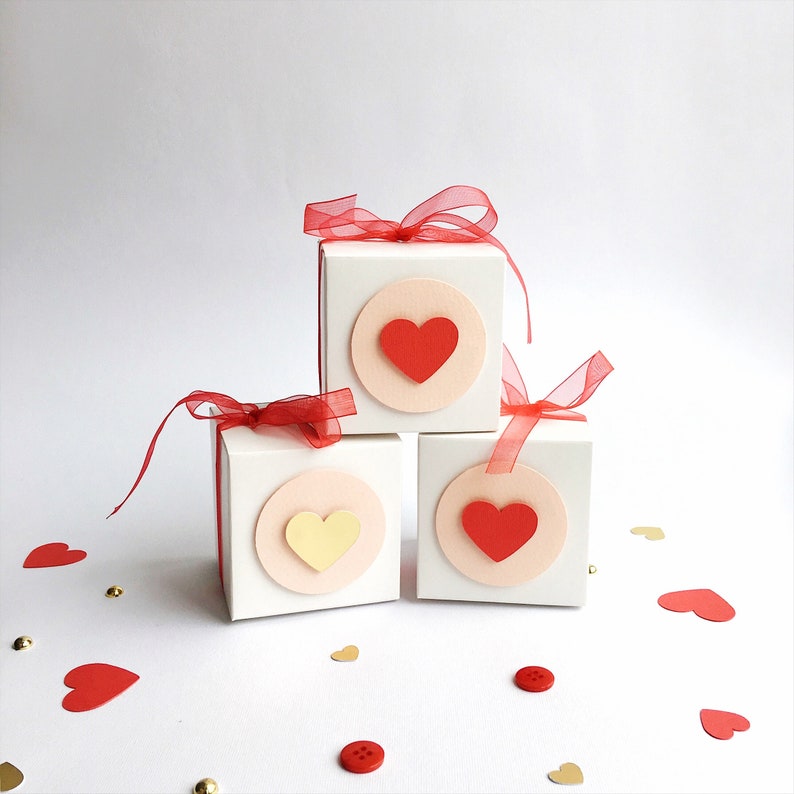 Valentine S Day Favor Boxes Red Gold Girl 1st Birthday Etsy