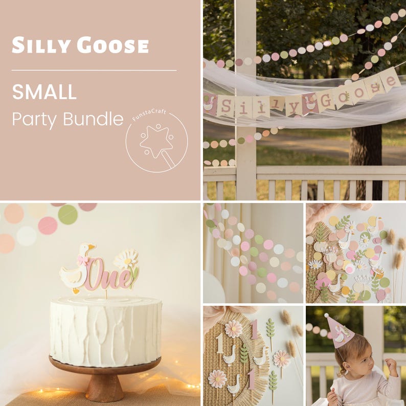 One Silly Goose 1st Birthday Bundle, Vintage Goose Party Decorations