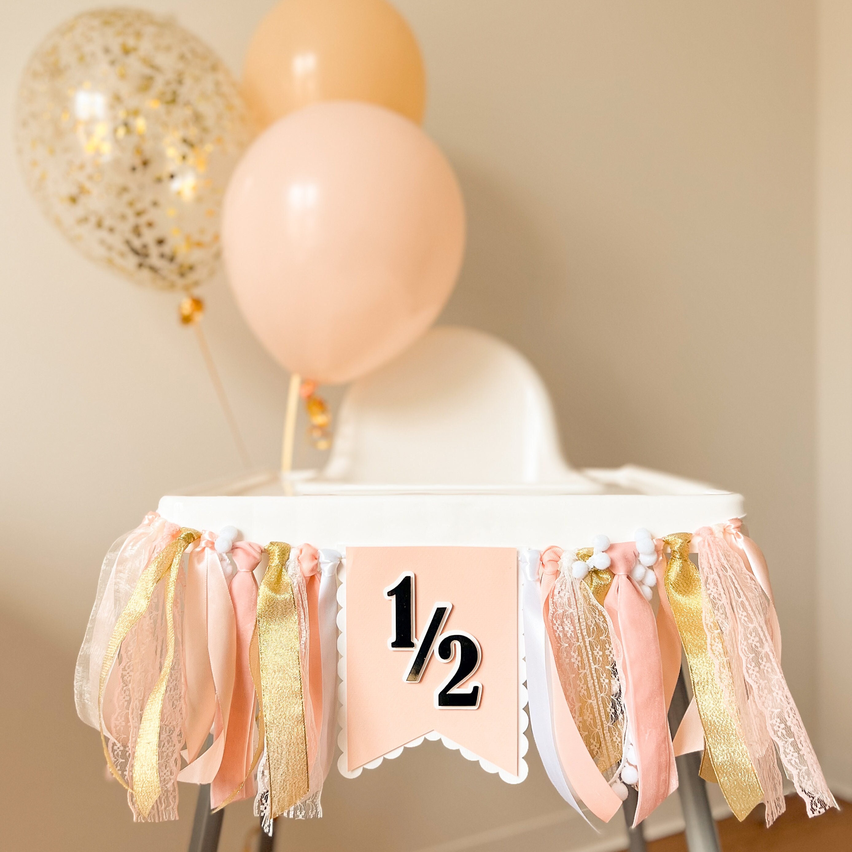 Half Birthday Banner, 1/2 Birthday Decorations, Half Way to One, 1/2 Highchair Banner