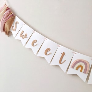 Boho Baby Shower Banner, Boho Rainbow Decorations, Sweet Baby Banner, Muted Rainbow