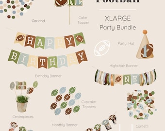Paquete de cumpleaños para el primer año de Down, decoraciones para fiesta de fútbol