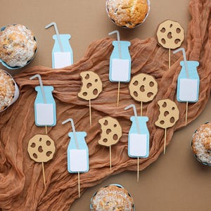 Milk Cookies Cupcake Toppers, Boy First Birthday Decorations, One Sweet Boy, Baby Boy Shower