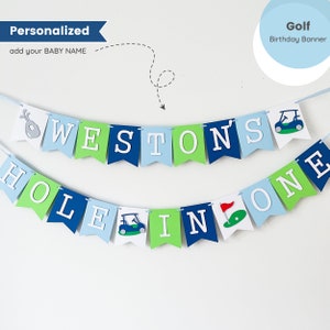Hole In One First Birthday Banner, Golf Themed 1st Birthday Decorations, Personalized Boy 1st Birthday Banner, Hole in One Party Decor