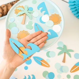 Confeti de surf, Decoraciones de cumpleaños de la tabla de surf The Big One, Fiesta temática de Surf Beach, Bebé a bordo, Baby Shower de verano, Baby Shower de surf en la playa