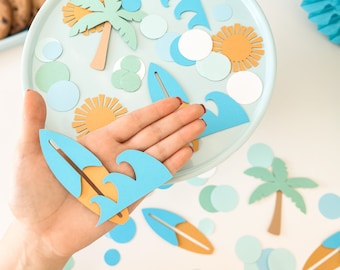 Surf Confetti, The Big One Surfboard Birthday Decorations, Surf Beach Theme Party, Baby on Board, Summer Baby Shower, Beach Surf Baby Shower