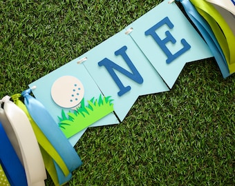 Golf Highchair Banner - Hole in One 1st Birthday Party Decor