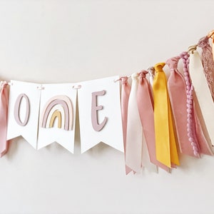 Boho Rainbow Highchair Banner, Boho Rainbow Birthday, Rainbow Decorations, 1st Birthday Decor