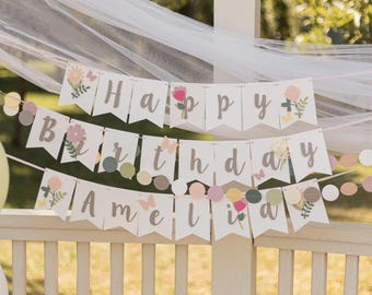 Guirnalda de cumpleaños de flores silvestres, Cumpleaños salvaje y maravilloso, Decoraciones para fiestas con flores