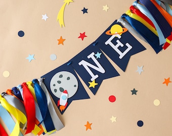 Banner para trona Space ONE: decoraciones de cumpleaños de la Primera Vuelta al Sol
