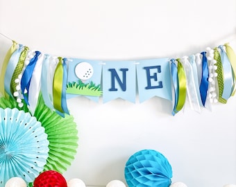 Hole In One First Birthday Highchair Banner Golf 1st Birthday Party Decorations Golf High Chair Banner Hole In One Banner