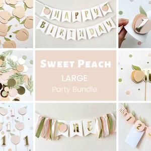 One Sweet Peach Birthday Bundle, Peach 1st Birthday, Peach Highchair Banner, Fruit Party