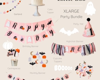 Halloween 1st Birthday Bundle - Spooky One Party Decorations - Pastel First Boo-day